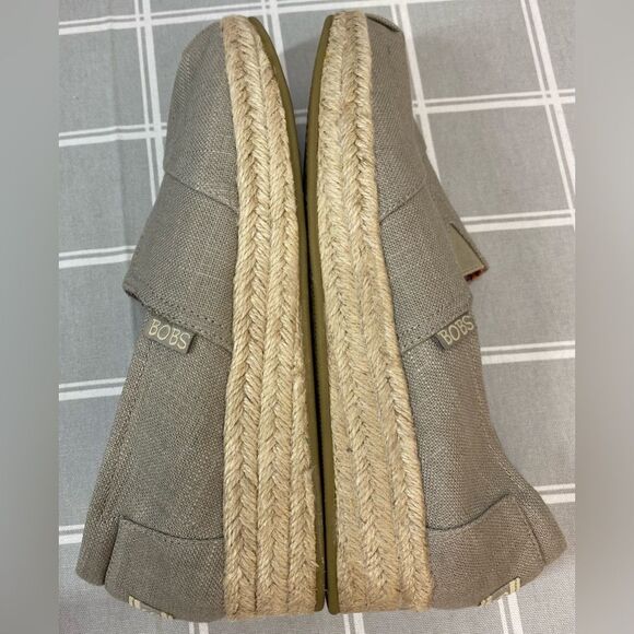 Skechers Womens Bobs Highlights High Jinx Taupe Canvas Rope Wedge Slip On Size 9 - Picture 6 of 11